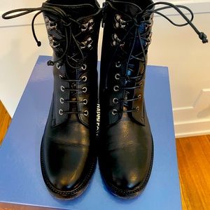Black Leather Combat boot